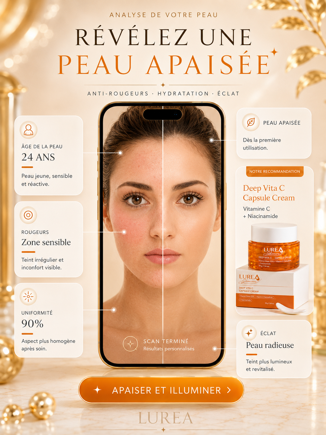 Crème capsules de vitamine C